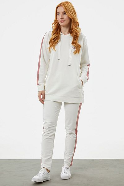 Sementa Double Color Hooded Tracksuit Set - Ecru