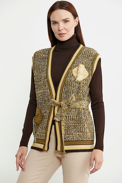 Sementa Brown Belted Wool Knitwear Vest