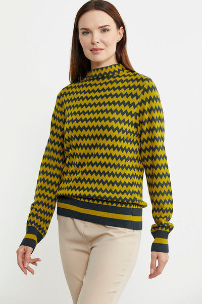 Sementa Anthracite Colored Double Color Patterned Knitwear Sweater