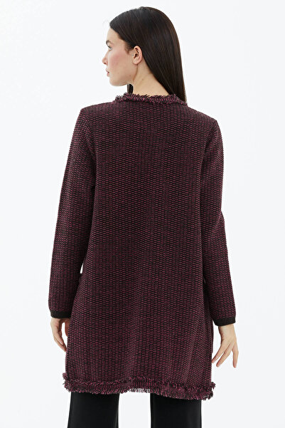 Sementa Πλεκτό μπουφάν με λαιμόκοψη - Καφέ - Φούξια