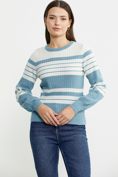 Sementa Pulover din lână cu dungi albastre