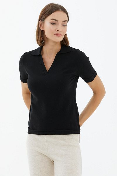 Sementa Pulover tricot cu mânecă scurtă cu gât polo - negru