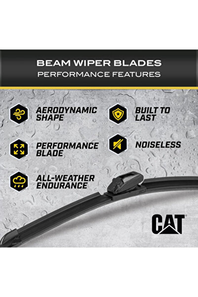 Cat شفرة مساحات الزجاج الأمامي Clarity Universal Beam، مقاومة لجميع الأحوال الجوية، سوداء اللون، مقاس 18 بوصة