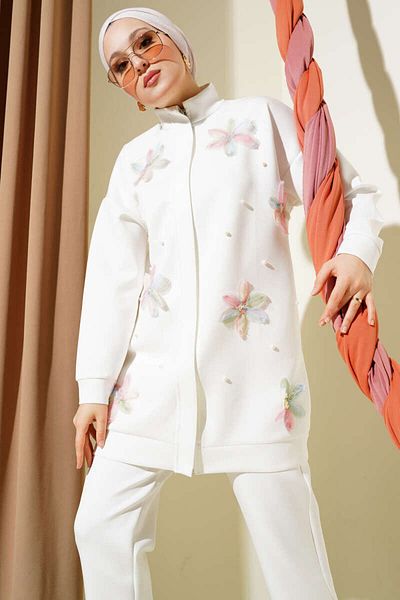 VOLT CLOTHİNG Damen-Tüll-Blumen-Reißverschluss-Scuba-Doppelanzug