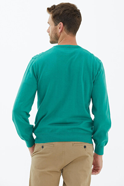 Sementa Πλεκτό πουλόβερ με λαιμόκοψη σε πράσινο χρώμα