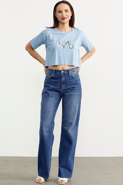 Sementa Pantaloni de jeans cu talie înaltă - albastru