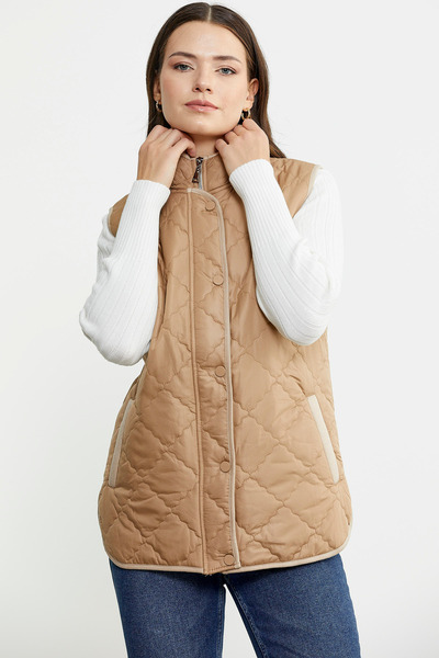 Sementa Капітонована жилетка - з високим коміром і кишенями, верблюжого кольору