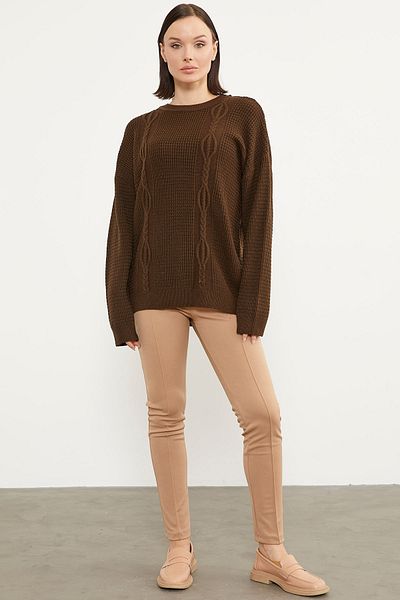 Sementa Плетена риза Petek Knit Zero Collar - Кафява