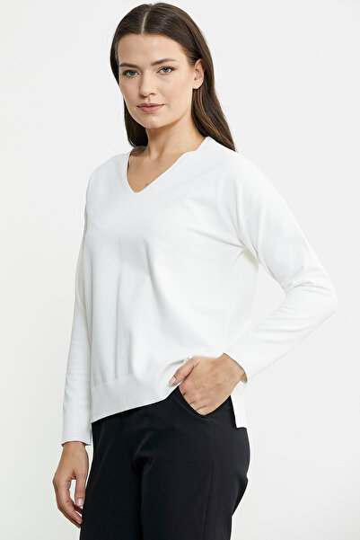 Sementa V-Neck Knitwear Sweater - Bone Flowing