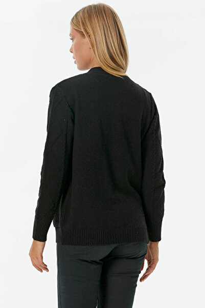 Sementa Buttoned Hair Braided Knitwear Cardigan - Black