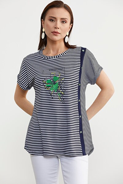 Sementa Μπλουζάκι με χαμηλό μανίκι Navy Blue ριγέ