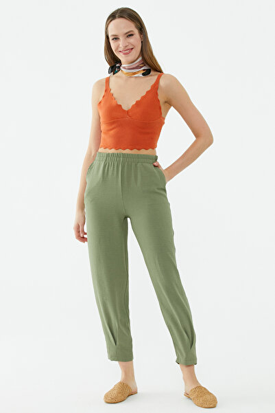 Sementa Crepe Trousers with Drawstring Detail - Pistachio Green