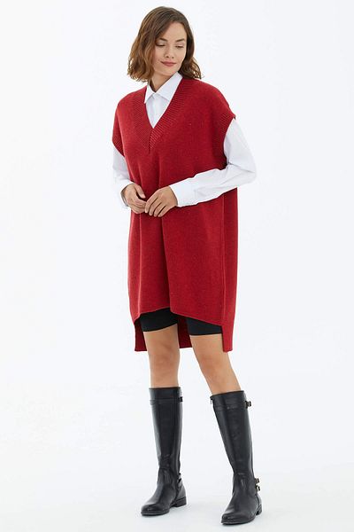 Sementa V-Neck Long Knit Sucker - Red