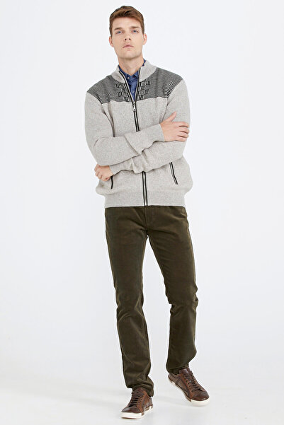 Sementa Ανδρικό Πλεκτό Μπουφάν με Μπλοκ Μοτίβο Τσέπης - Mink