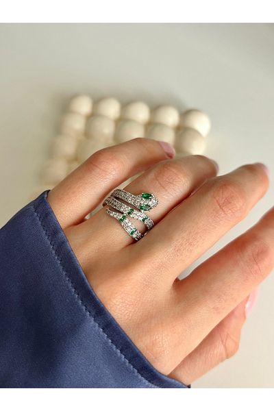 Ressia Snake Figured Brilliant Zircon Stone Adjustable Ring