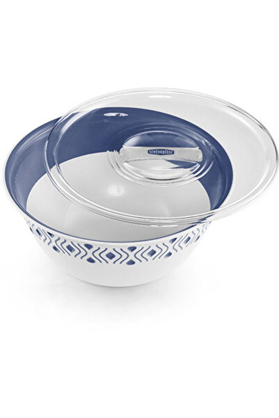 Stefanplast 3-Piece Tosca Multipurpose Plastic Bowl with Lid White and Blue