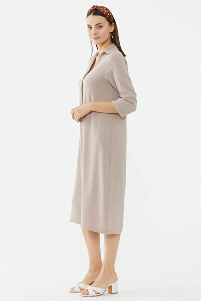 Sementa Φόρεμα με κουμπιά με άνετο σχήμα Midi - Mink