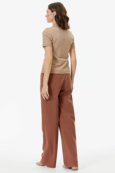 Sementa Polo Neck Short Sleeve Knitwear Sweater - Beige