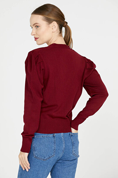 Sementa Balloon Sleeve Knitwear Cardigan - Claret Red