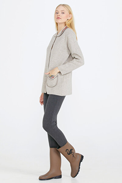 Sementa Βρεφικό Γιακά Κεντημένο Γυναικείο Πλεκτό Μπουφάν - Mink