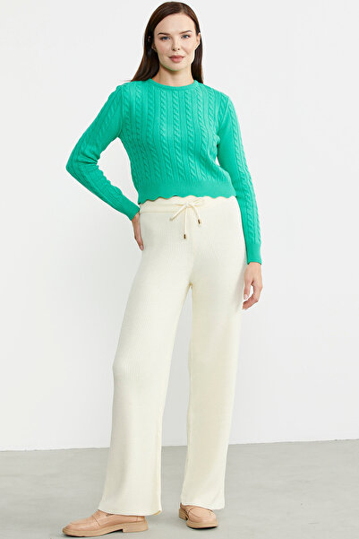 Sementa Зелений трикотажний светр - з плетеним візерунком