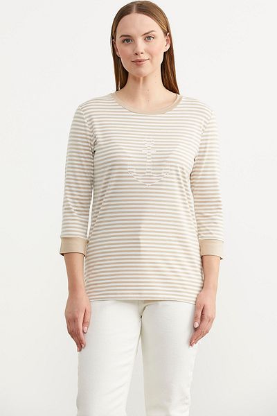 Sementa Tricou din bumbac pieptănat cu dungi cu ancoră - nurcă