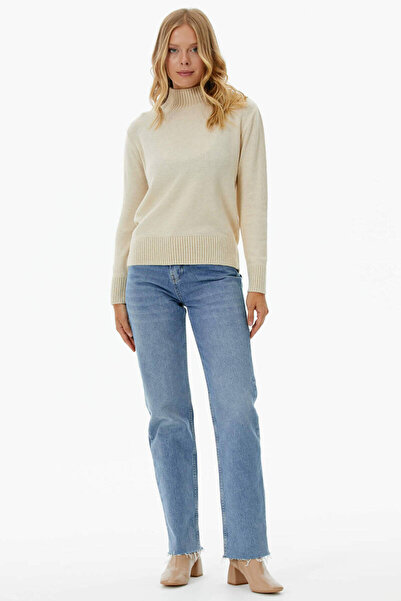 Sementa Half Fisherman Glitter Detailed Knitwear Sweater - Bone