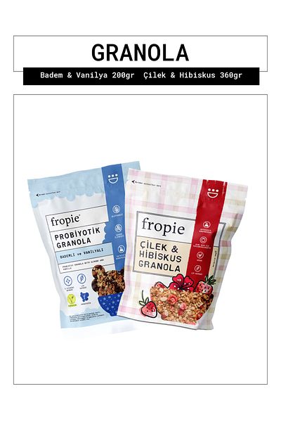FROPİE Fropie Almond Vanilla and Strawberry Hibiscus Granola Package