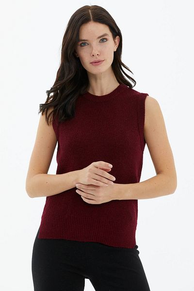 Sementa Crew Neck Knitwear Sweater - Claret Red