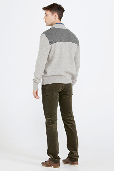 Sementa Ανδρικό Πλεκτό Μπουφάν με Μπλοκ Μοτίβο Τσέπης - Mink