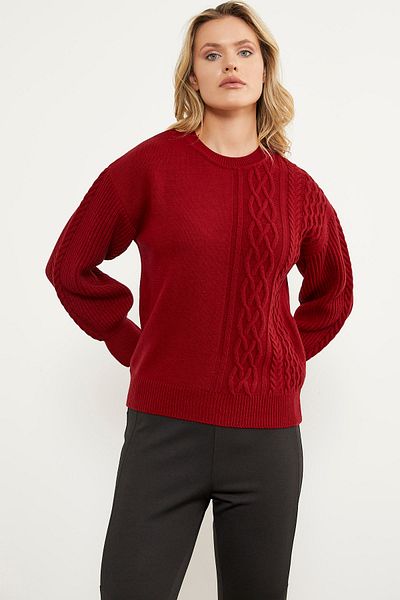 Sementa Pulover cu tricot cu mâneci prințesă - roșu