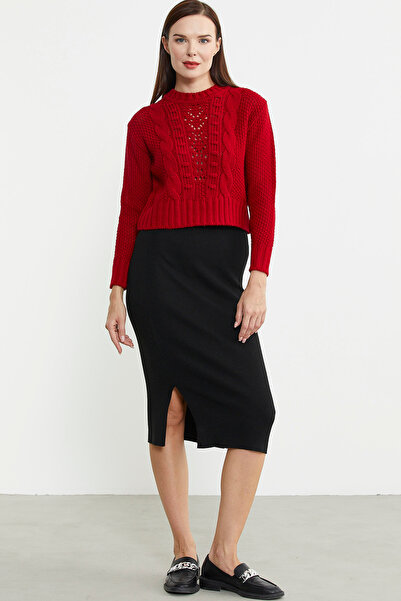 Sementa Red Crop Wool Knitwear Sweater - Hair Knitted Motif