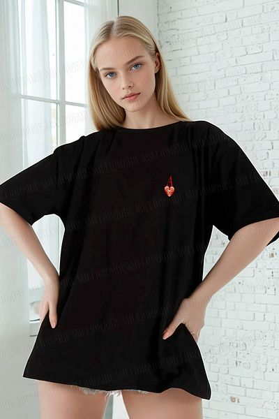 Millionaire Women's Black Trophy as Skull Oversize Fit Loose Wide Fit Loose Fit T-Shirt