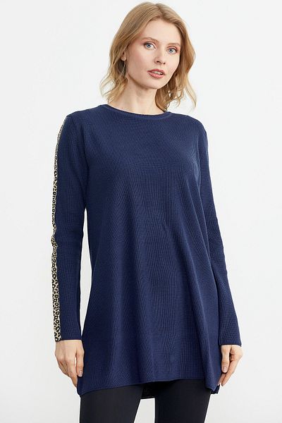 Sementa Leopard Striped Knitwear Tunic - Navy Blue