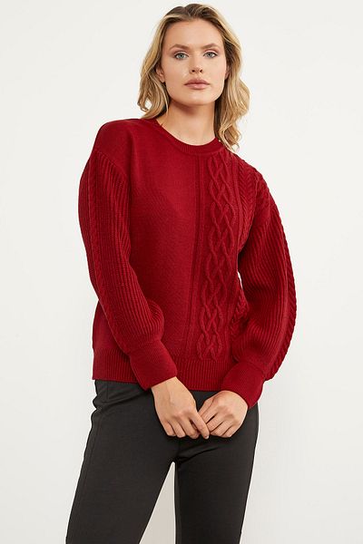 Sementa Pulover cu tricot cu mâneci prințesă - roșu