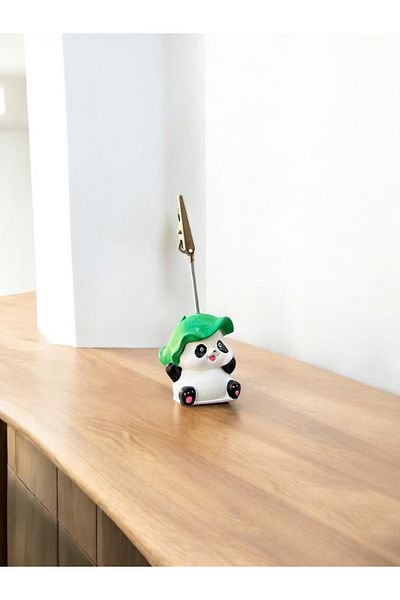 Perazayn Сладка бамбукова шапка Kawaii с панда и поставка за снимки и бележки - Поставка за бележки на офис бюро