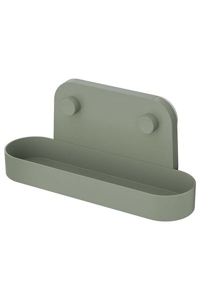 IKEA ÖBONÄS Wall Shelf with Suction Cup – Space-Saving & Drill-Free Storage (Grey-Green, 28 cm)