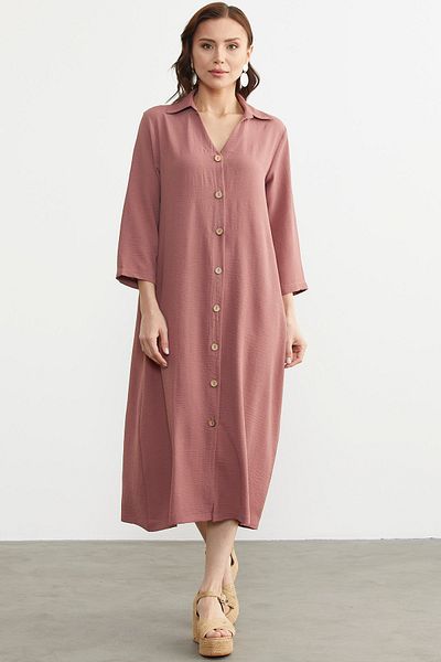 Sementa Rochie midi confortabilă Rose - Croială cu nasturi