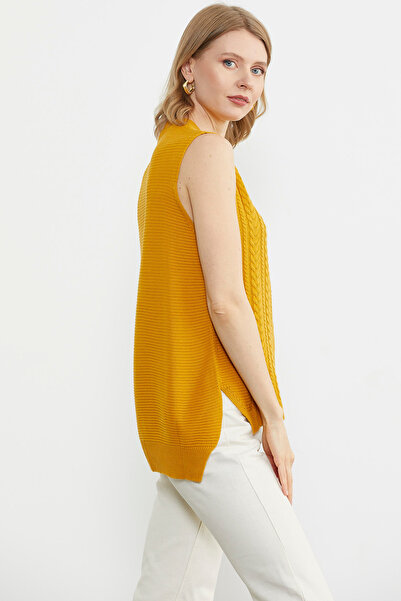Sementa Long Back Motif Knitwear Sweater - Mustard