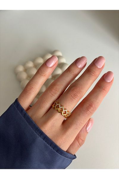 Ressia Two Rows of Stones Zigzag Ring
