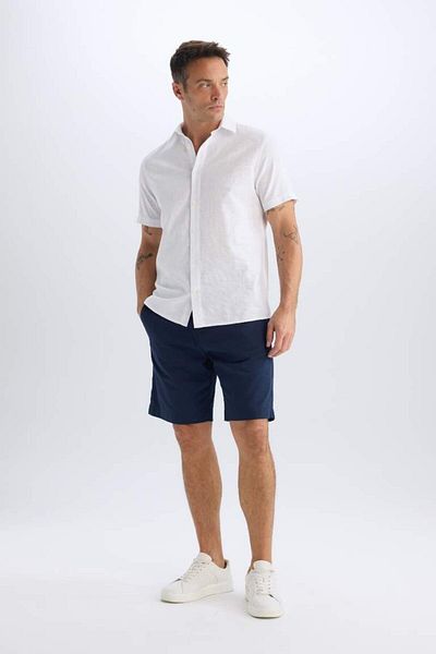 DeFacto New Season 100% Cotton Regular Fit Polo Neck Short Sleeve White Shirt