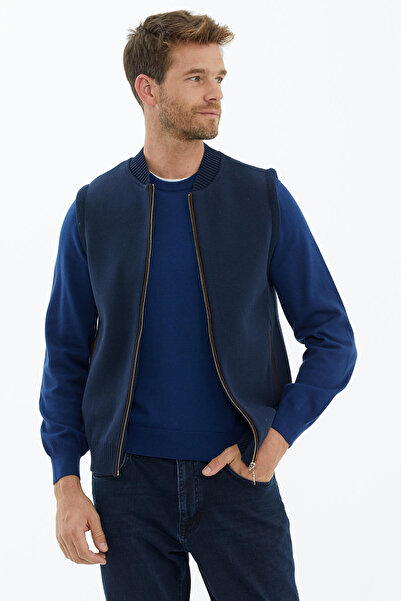 Sementa Жилет з високим коміром, нубку, трикотаж - темно-синій