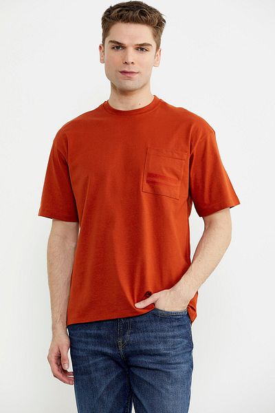 Sementa Βαμβακερό μπλουζάκι Crew Neck Oversize - Πλακάκι