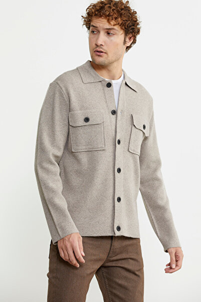 Sementa Ζακέτα με γιακά βιζόν Polo μάλλινο πλεκτό - με κουμπί