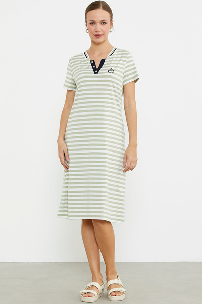 Sementa Green Detailed Dress with Marine Clearance