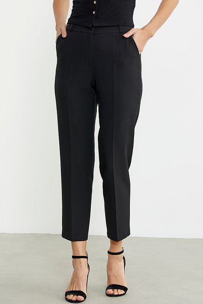 Sementa Ankle Length Fabric Trousers with Pockets - Black