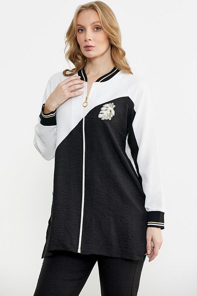 Sementa Zippered Embroidered Tunic Set - Black