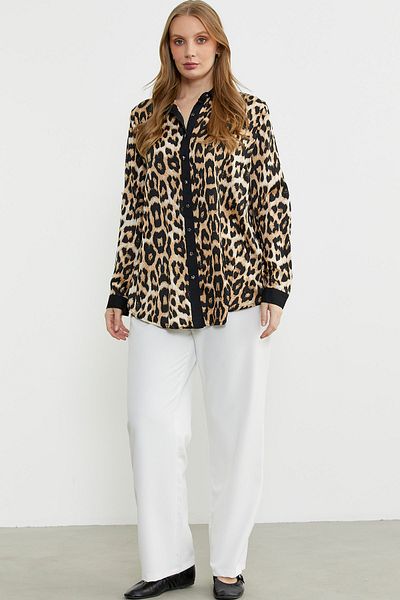 Sementa Cămașă tunică cu model leopard - neagră