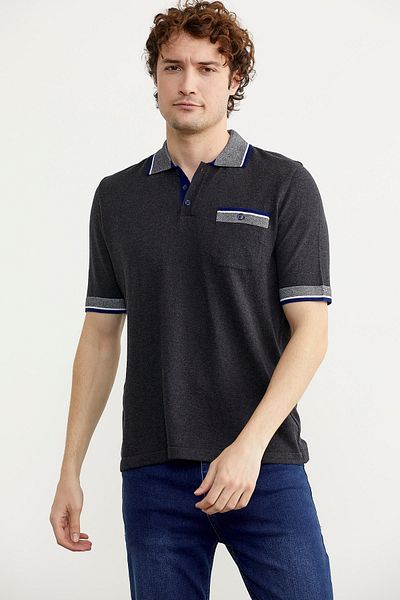 Sementa Πλεκτό T-Shirt Koton με Συνδυασμό Χρωμάτων Τσέπης - Anthracite