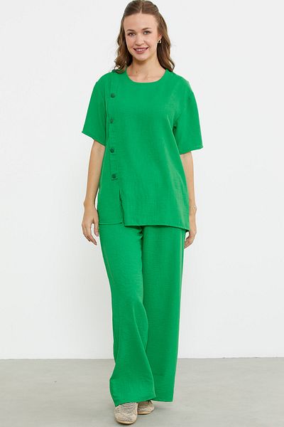 Sementa Green Supported Linen Look Comfortable Suit